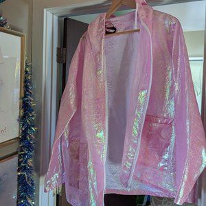 Size 22 Boohoo festival wear Iridescent pink windbreaker